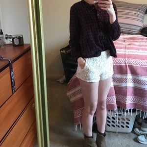 Urban Outfitters Cream Colored Crochet Shorts